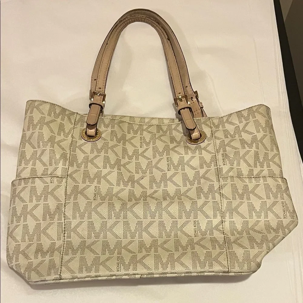 Michael Kors Beige Monogram Tote and Wallet